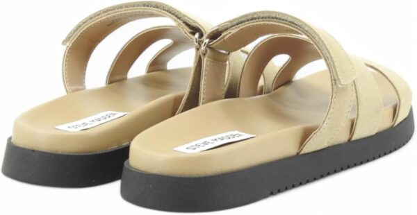 Chaussons Femme Steve Madden Daim Beige Brides Velcro-3