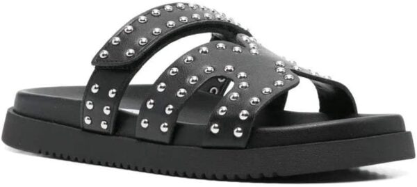 Chaussons Steve Madden Missile-S Cuir Noir Femme Bride Clous-3