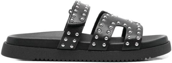 Chaussons Steve Madden Missile-S Cuir Noir Femme Bride Clous-1