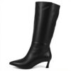 Bottes hautes Steve Madden femme cuir noir talon chaton