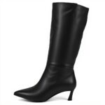 Bottes hautes Steve Madden femme cuir noir talon chaton