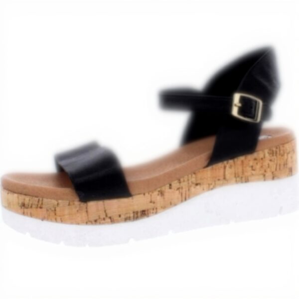 Steve Madden Sandale Kimmie Femme Cuir Noir Talon Compensé