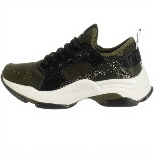 Baskets Steve Madden femme vert olive pailleté polyester