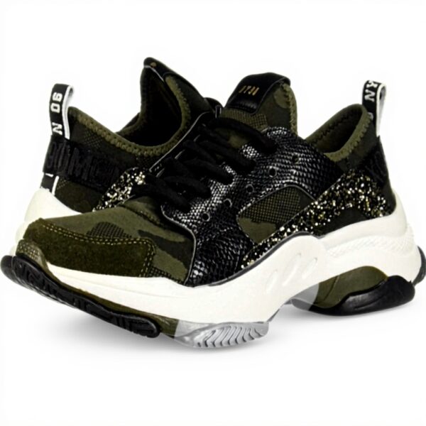 Baskets Steve Madden femme vert olive pailleté polyester