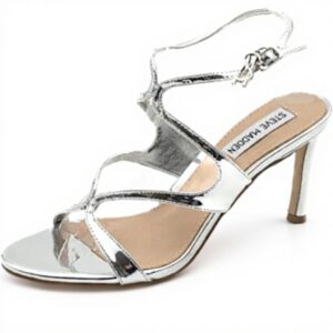 Steve Madden Gracia Sandales Femme Argent Cuir Verni