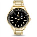 Montre bracelet homme Steve Madden noir or design texturé