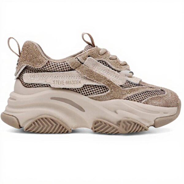 Baskets Steve Madden Possession Femme Toile Lacets Taupe
